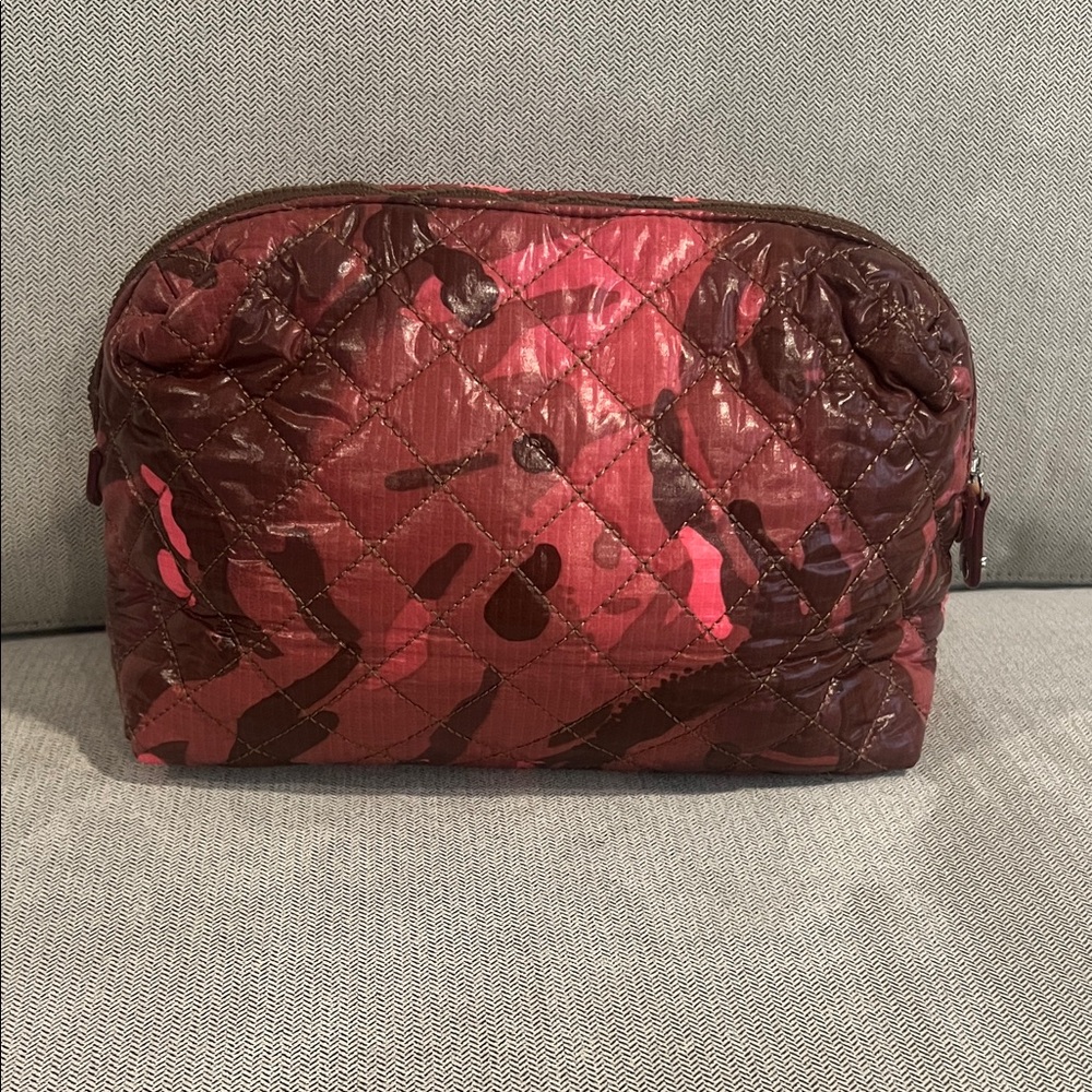 MZ Wallace Pink and Brown Camo Mica Quilted Cosmetic Case - Picture 5 of 9